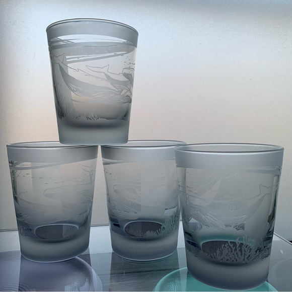 Robert Wyland Rare 90s Whale & Dolphin (6) Glass Cups - Picture 10 of 13